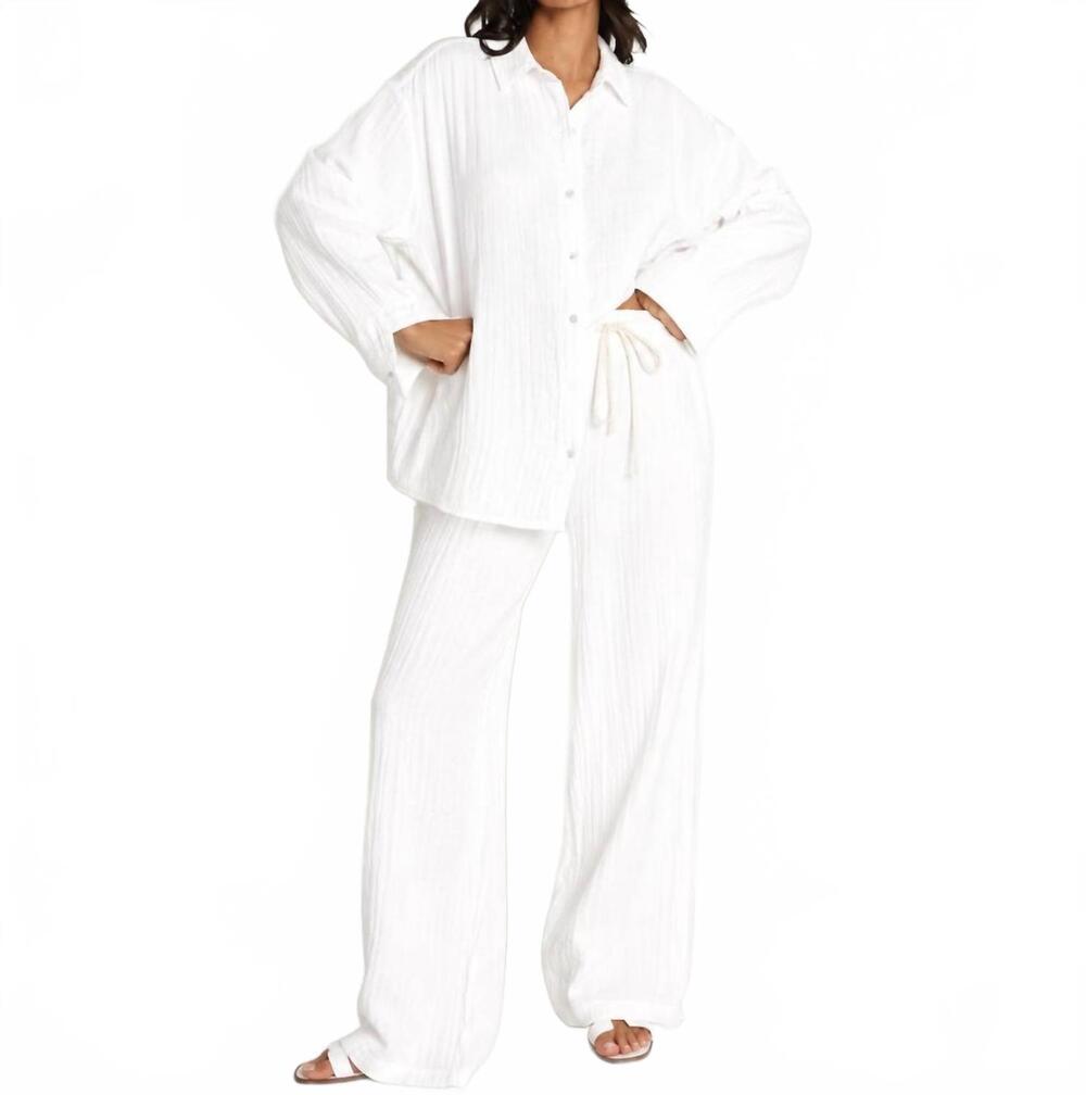 NEW DONNI. bubble gauze pant in white